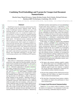Combining Word Embeddings and N-grams for Unsupervised Document
  Summarization