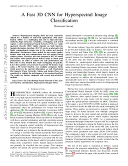 A Fast 3D CNN for Hyperspectral Image Classification