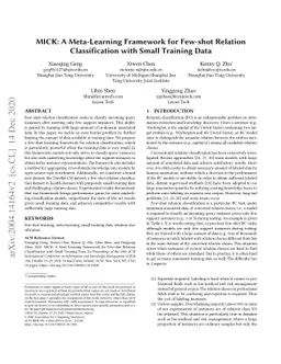MICK: A Meta-Learning Framework for Few-shot Relation Classification
  with Small Training Data