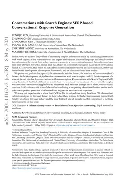 Conversations with Search Engines: SERP-based Conversational Response
  Generation