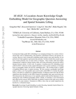 SE-KGE: A Location-Aware Knowledge Graph Embedding Model for Geographic
  Question Answering and Spatial Semantic Lifting