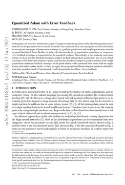 Quantized Adam with Error Feedback