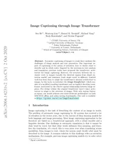 Image Captioning through Image Transformer