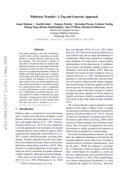 Politeness Transfer: A Tag and Generate Approach