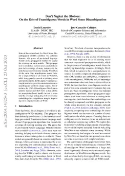 Don't Neglect the Obvious: On the Role of Unambiguous Words in Word
  Sense Disambiguation