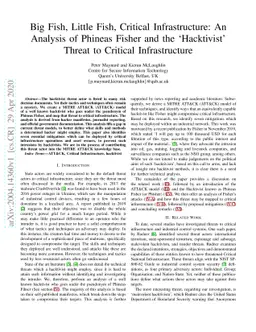 Big Fish, Little Fish, Critical Infrastructure: An Analysis of Phineas
  Fisher and the 'Hacktivist' Threat to Critical Infrastructure