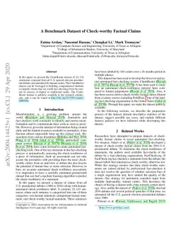 A Benchmark Dataset of Check-worthy Factual Claims