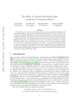 The Effect of Natural Distribution Shift on Question Answering Models
