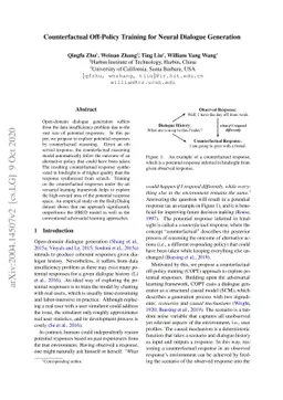 Counterfactual Off-Policy Training for Neural Response Generation