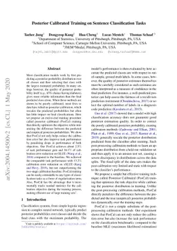 Posterior Calibrated Training on Sentence Classification Tasks