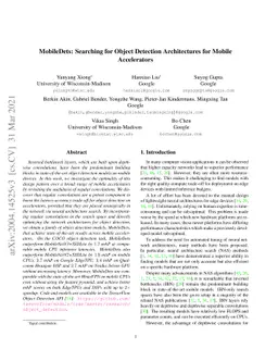 MobileDets: Searching for Object Detection Architectures for Mobile
  Accelerators