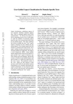 User-Guided Aspect Classification for Domain-Specific Texts