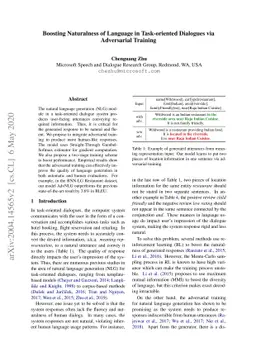 Boosting Naturalness of Language in Task-oriented Dialogues via
  Adversarial Training