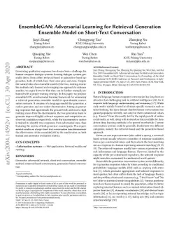 EnsembleGAN: Adversarial Learning for Retrieval-Generation Ensemble
  Model on Short-Text Conversation