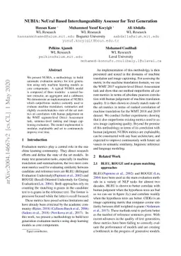 NUBIA: NeUral Based Interchangeability Assessor for Text Generation