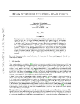 Binary autoencoder with random binary weights