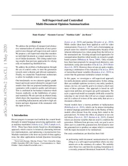 Self-Supervised and Controlled Multi-Document Opinion Summarization