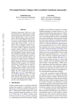 Preventing Posterior Collapse with Levenshtein Variational Autoencoder