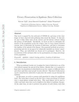 Privacy Preservation in Epidemic Data Collection