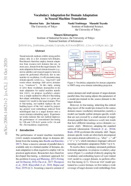 Vocabulary Adaptation for Distant Domain Adaptation in Neural Machine
  Translation
