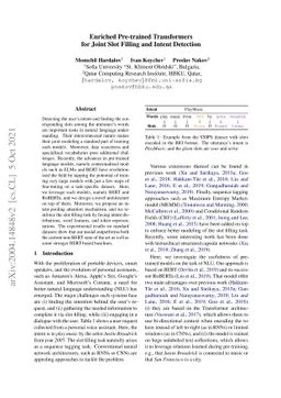 Enriched Pre-trained Transformers for Joint Slot Filling and Intent
  Detection