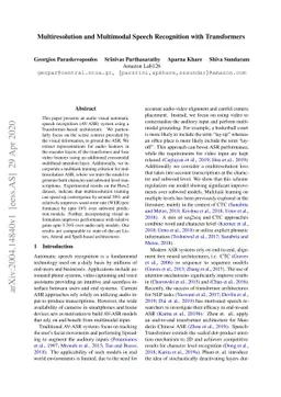 Multiresolution and Multimodal Speech Recognition with Transformers