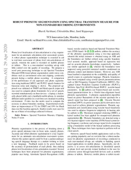 Robust Phonetic Segmentation Using Spectral Transition measure for
  Non-Standard Recording Environments