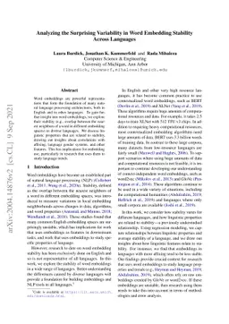 Analyzing the Surprising Variability in Word Embedding Stability Across
  Languages