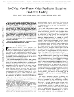 PreCNet: Next-Frame Video Prediction Based on Predictive Coding