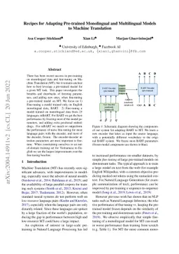 Recipes for Adapting Pre-trained Monolingual and Multilingual Models to
  Machine Translation