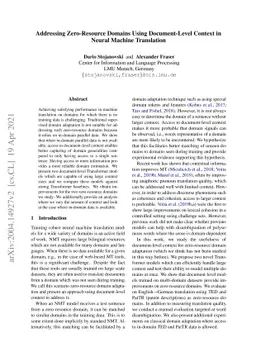 Addressing Zero-Resource Domains Using Document-Level Context in Neural
  Machine Translation