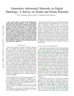 Generative Adversarial Networks in Digital Pathology: A Survey on Trends
  and Future Potential