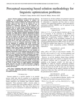 Perceptual reasoning based solution methodology for linguistic
  optimization problems