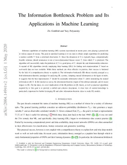 The Information Bottleneck Problem and Its Applications in Machine
  Learning