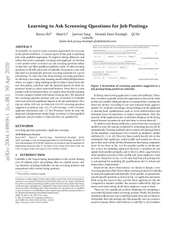 Learning to Ask Screening Questions for Job Postings