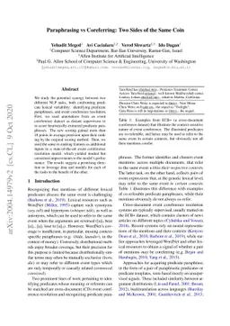 Paraphrasing vs Coreferring: Two Sides of the Same Coin