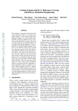 A Study in Improving BLEU Reference Coverage with Diverse Automatic
  Paraphrasing