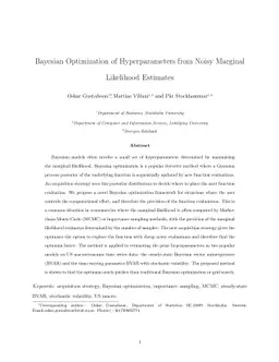 Bayesian Optimization of Hyperparameters from Noisy Marginal Likelihood
  Estimates