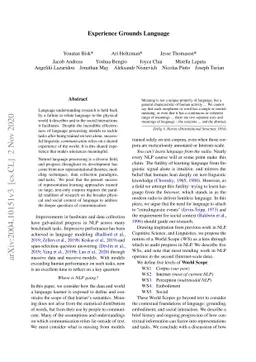 Experience Grounds Language