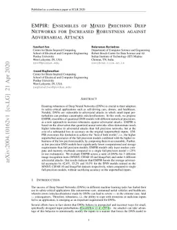 EMPIR: Ensembles of Mixed Precision Deep Networks for Increased
  Robustness against Adversarial Attacks