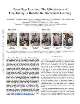 Never Stop Learning: The Effectiveness of Fine-Tuning in Robotic
  Reinforcement Learning