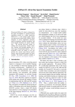 ESPnet-ST: All-in-One Speech Translation Toolkit