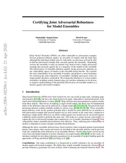 Certifying Joint Adversarial Robustness for Model Ensembles