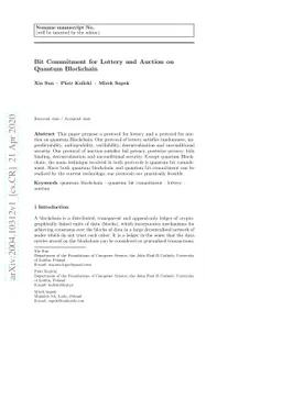 Bit Commitment for Lottery and Auction on Quantum Blockchain