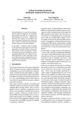 A Deep Learning System for Sentiment Analysis of Service Calls