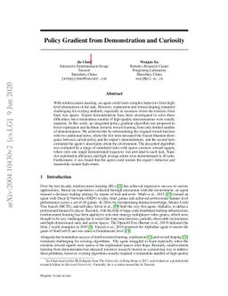 Policy Gradient from Demonstration and Curiosity