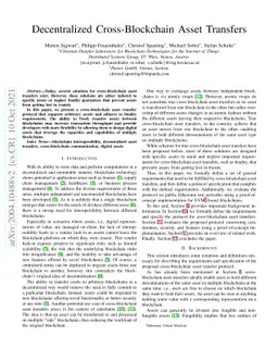 Decentralized Cross-Blockchain Asset Transfers