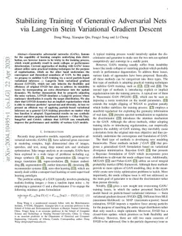 Stabilizing Training of Generative Adversarial Nets via Langevin Stein
  Variational Gradient Descent