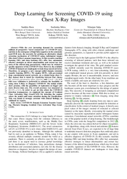 Deep Learning for Screening COVID-19 using Chest X-Ray Images