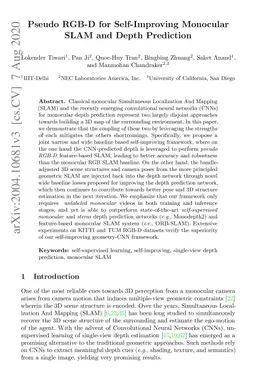 Pseudo RGB-D for Self-Improving Monocular SLAM and Depth Prediction